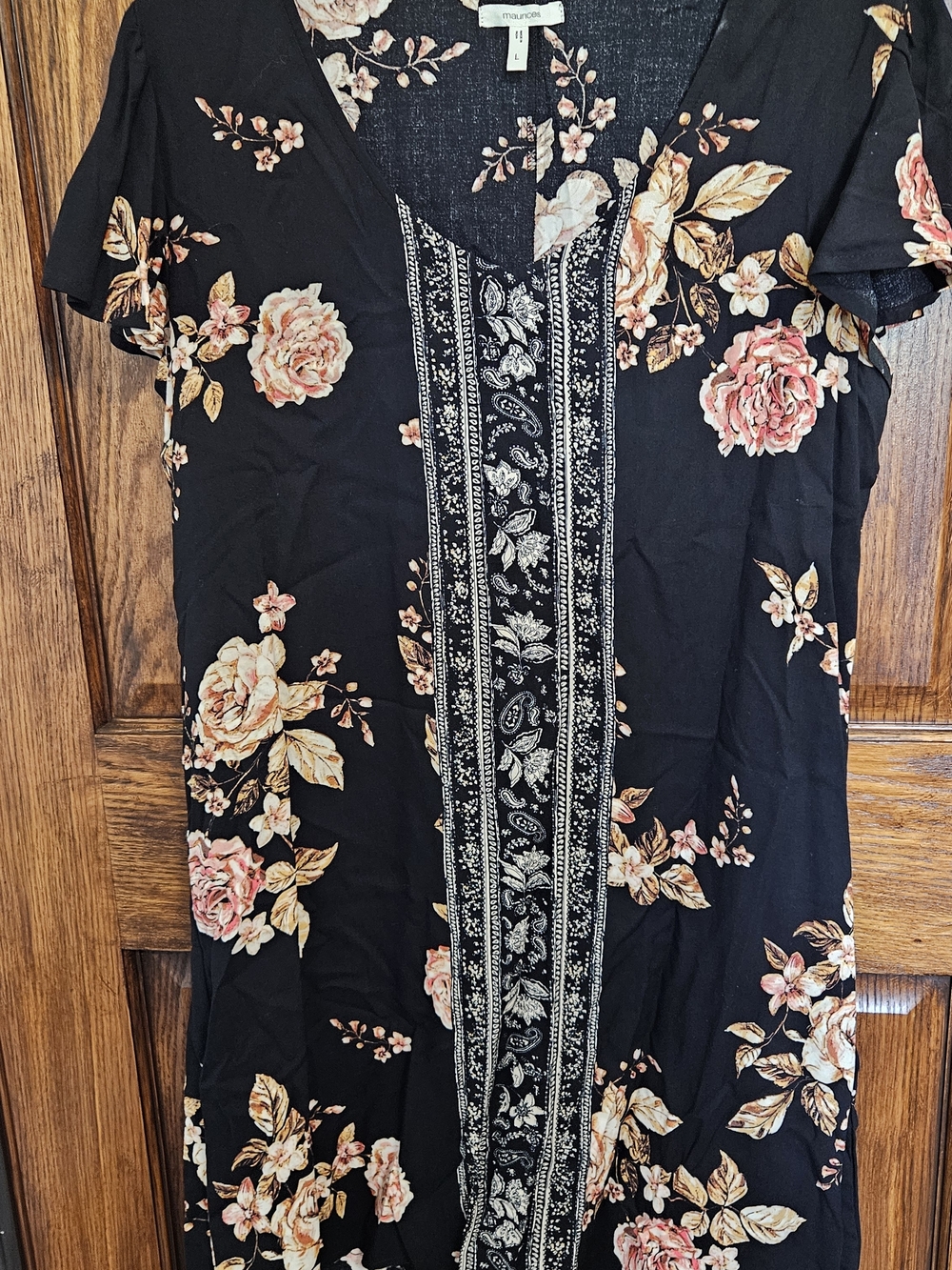 Maurices Black Maxi Dress with Pale Pink Floral Accents